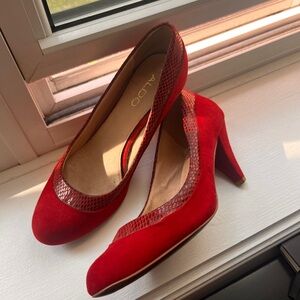 Red Aldo Shoes with 1.5 inch heels- very comfortable and lightly used